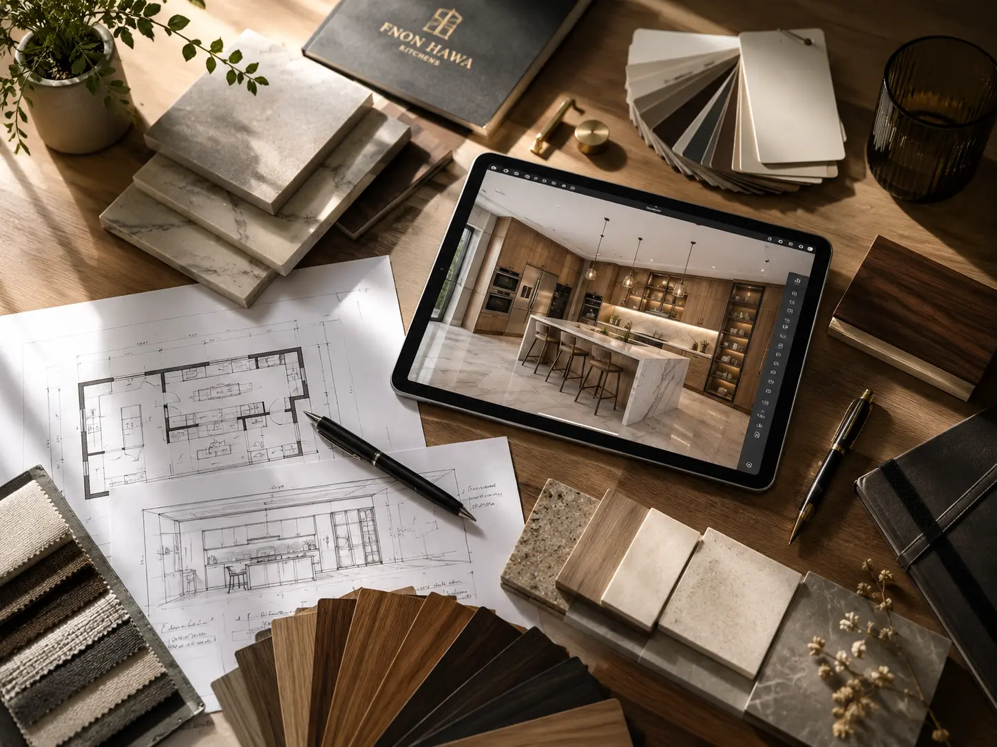 اختيار الألوان والخامات في تصميم مطبخ ثلاثي الأبعاد
