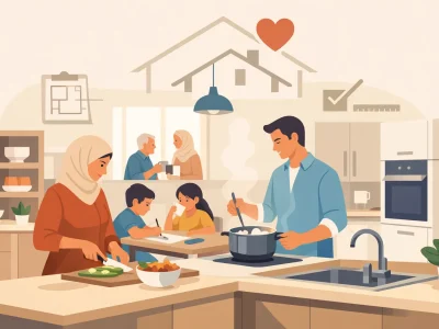 كيف تخطط مطبخ عائلي عملي لبيت يدوم سنوات