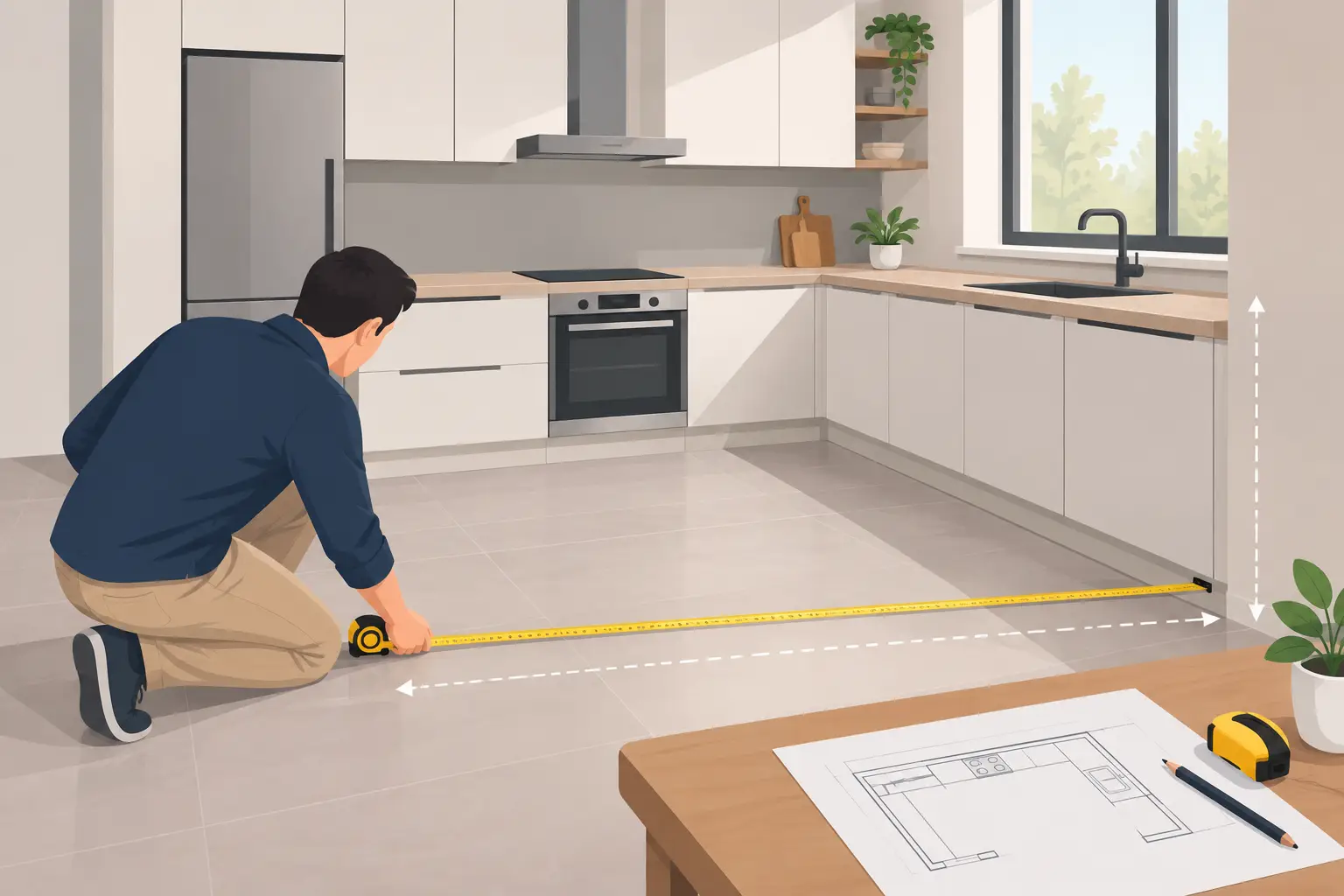 كيفية قياس مساحة المطبخ بدقة قبل التصميم